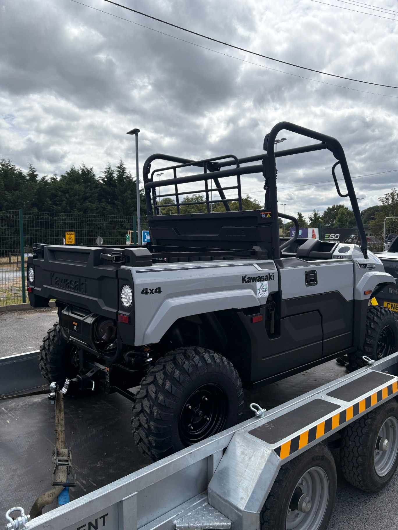 Kawasaki Mule PRO-MX 4x4 strapped down on our trailer