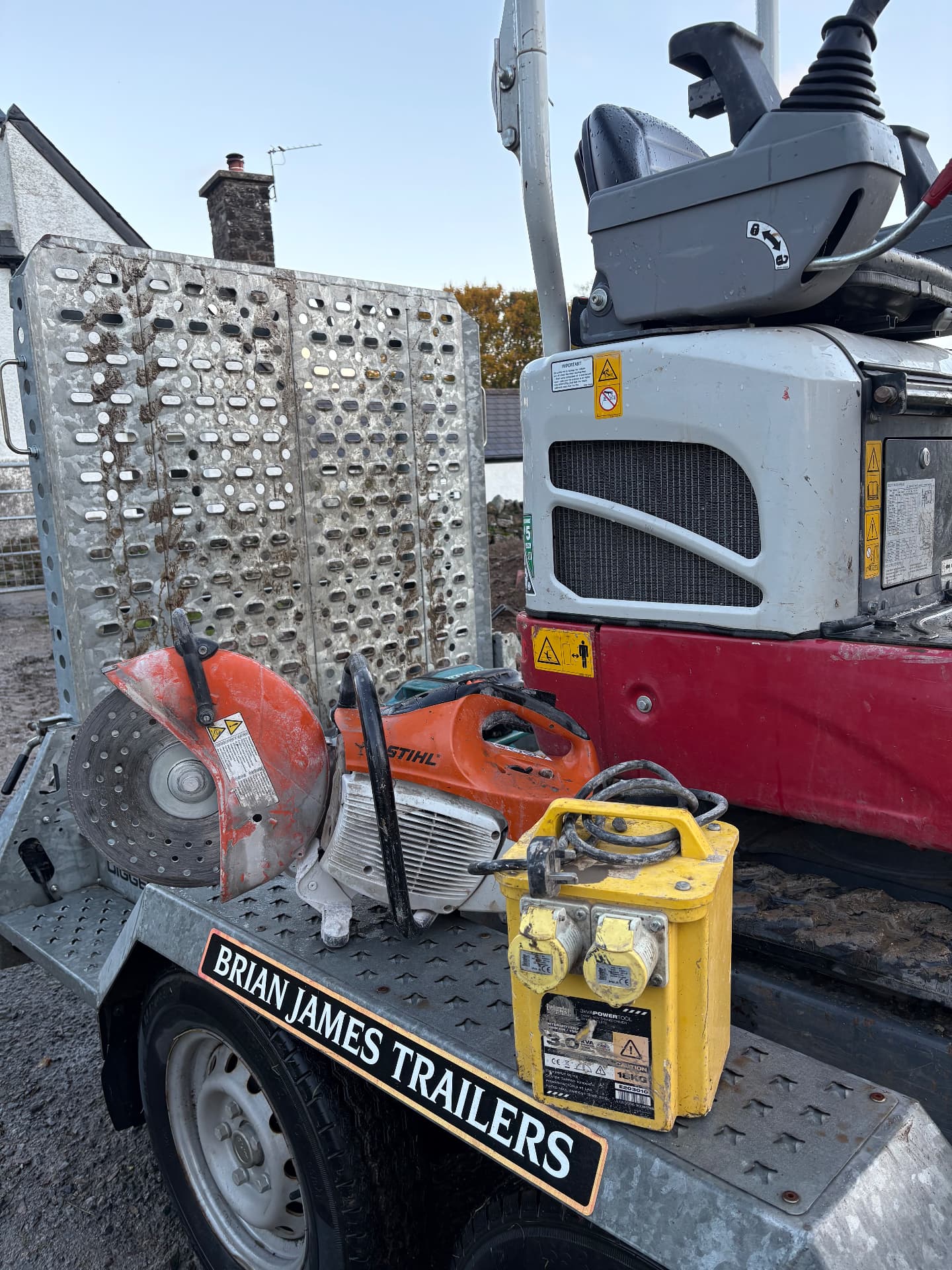 STIHL cut-off saw and 110V transformer on our trailer