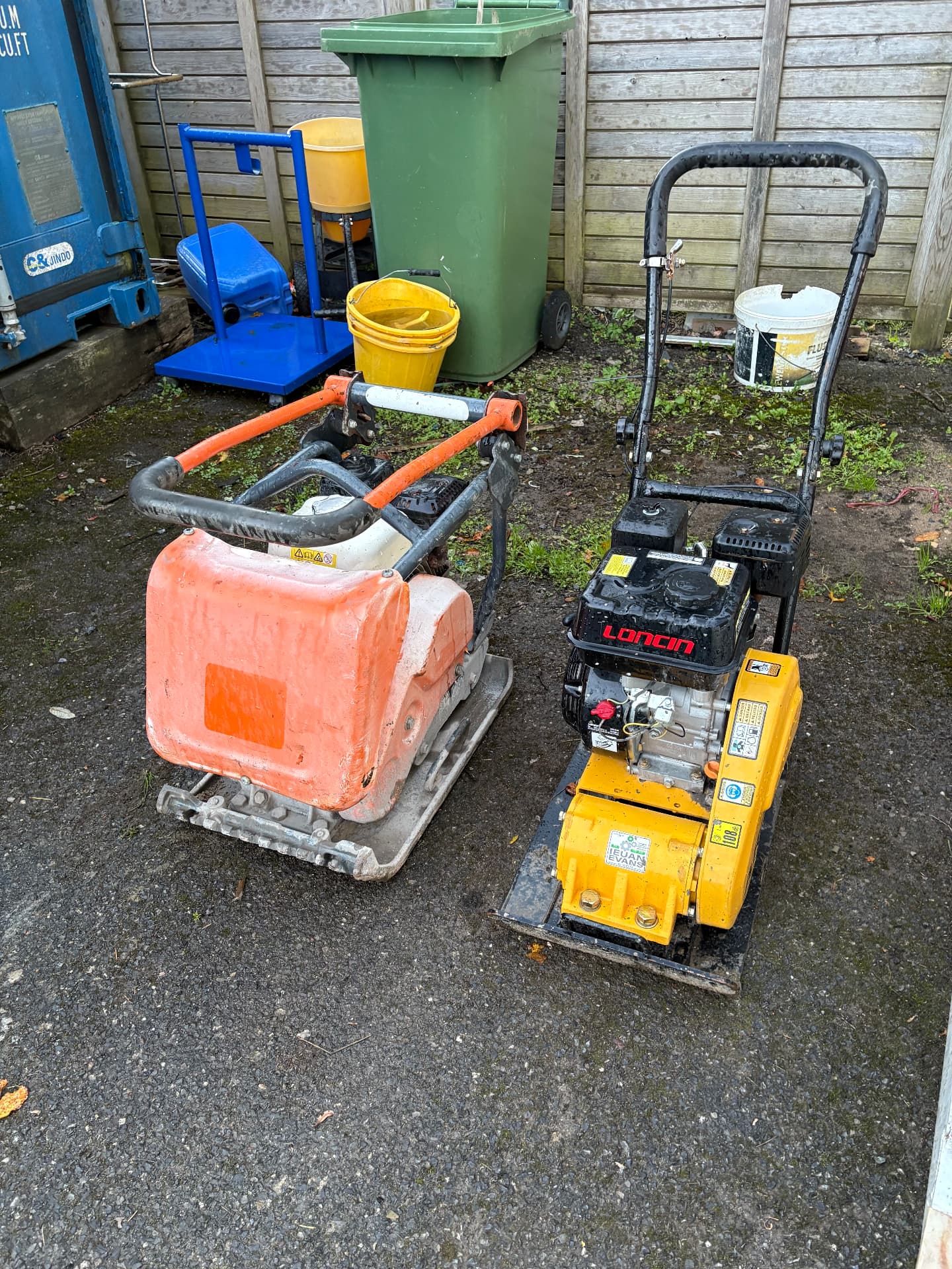 Two wacker plates in our yard